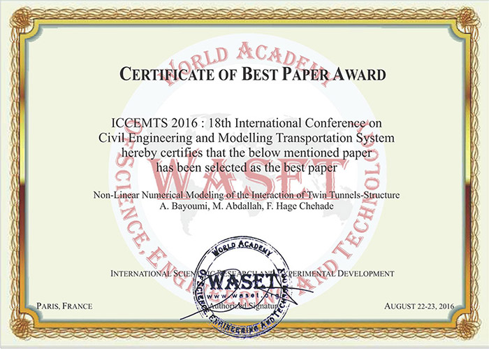 Best Paper Award for RHU Civil Engineering faculty and MS student ...